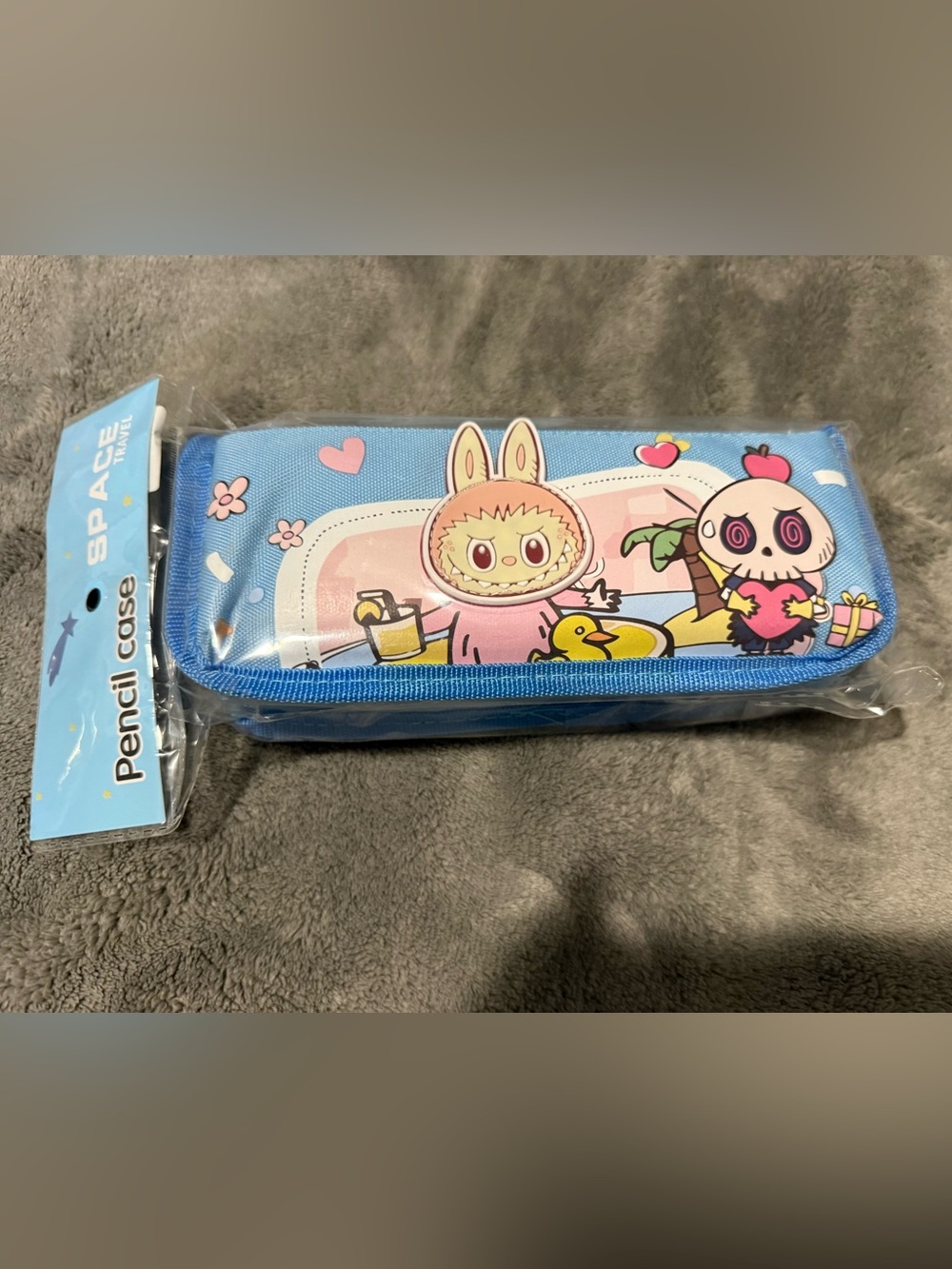 Kids Blue Cartoon Bath & Hair Pouch with Cute Characters